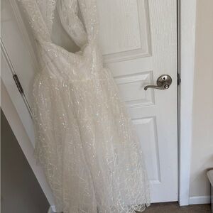 Chic White Sequin Gown